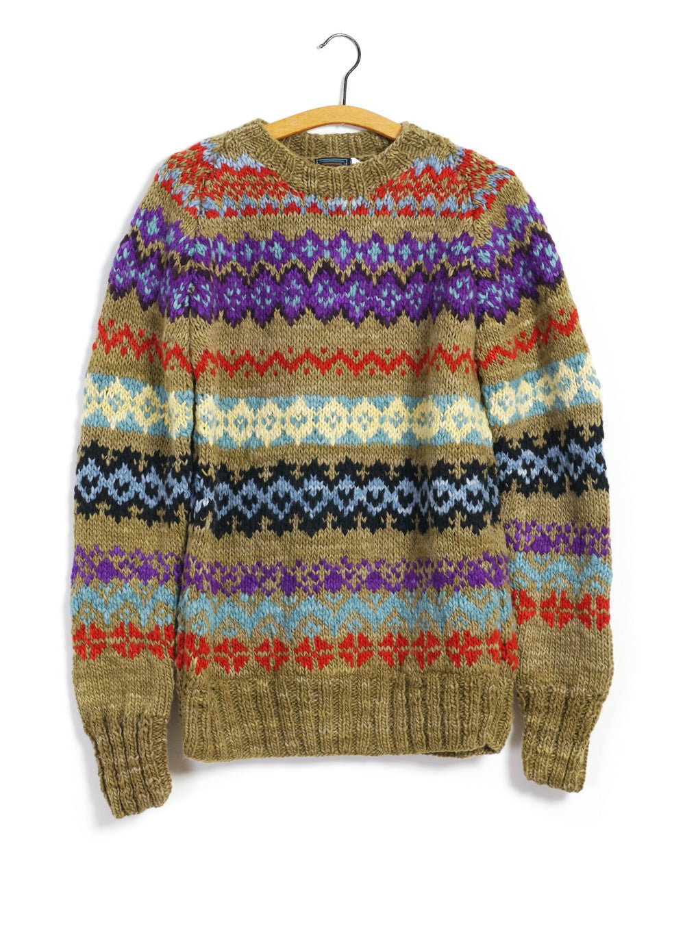 FAIR ISLE Hand-knitted Pullover Alfalfa - Main Image
