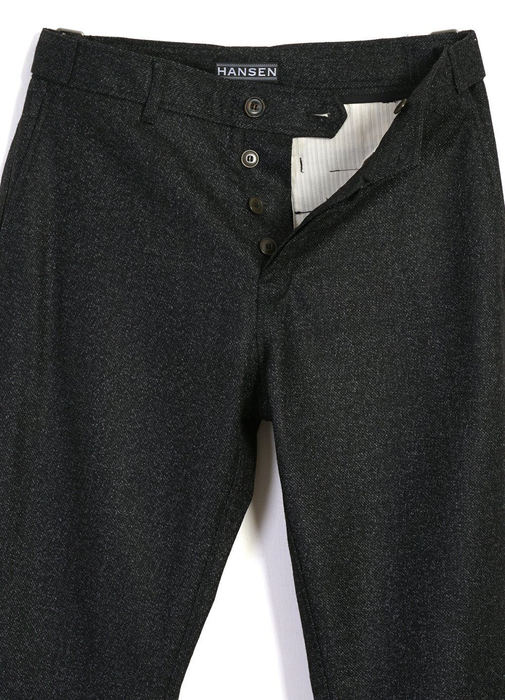 HANSEN GARMENTS - FINN | Side Buckle Regular Trousers | Black Marble - HANSEN Garments