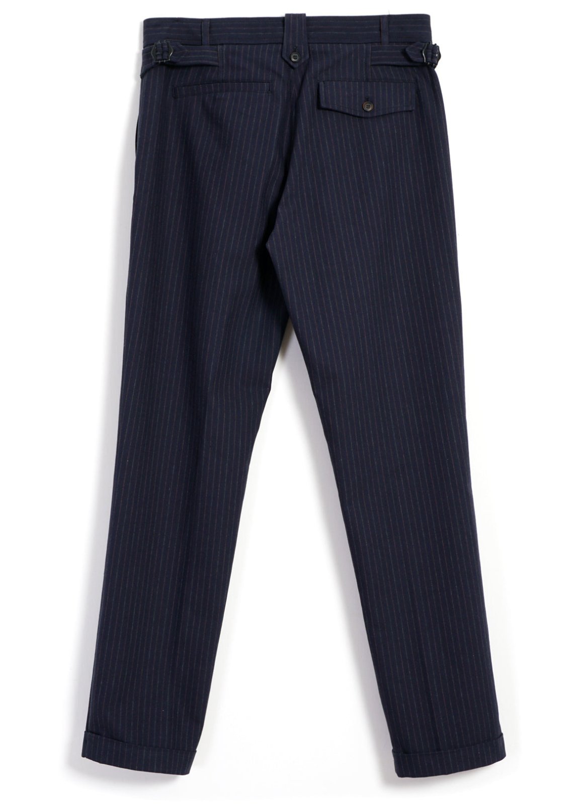 HANSEN GARMENTS - FINN | Side Buckle Regular Trousers | Blue Pin - HANSEN Garments