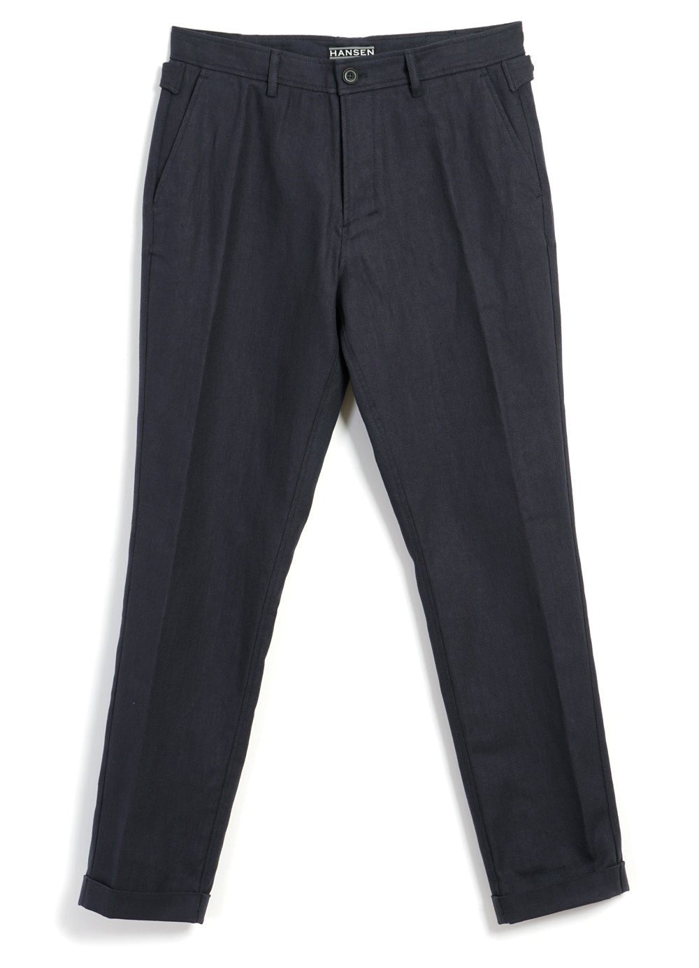 HANSEN GARMENTS - FINN | Side Buckle Regular Trousers | Dark Blue - HANSEN Garments