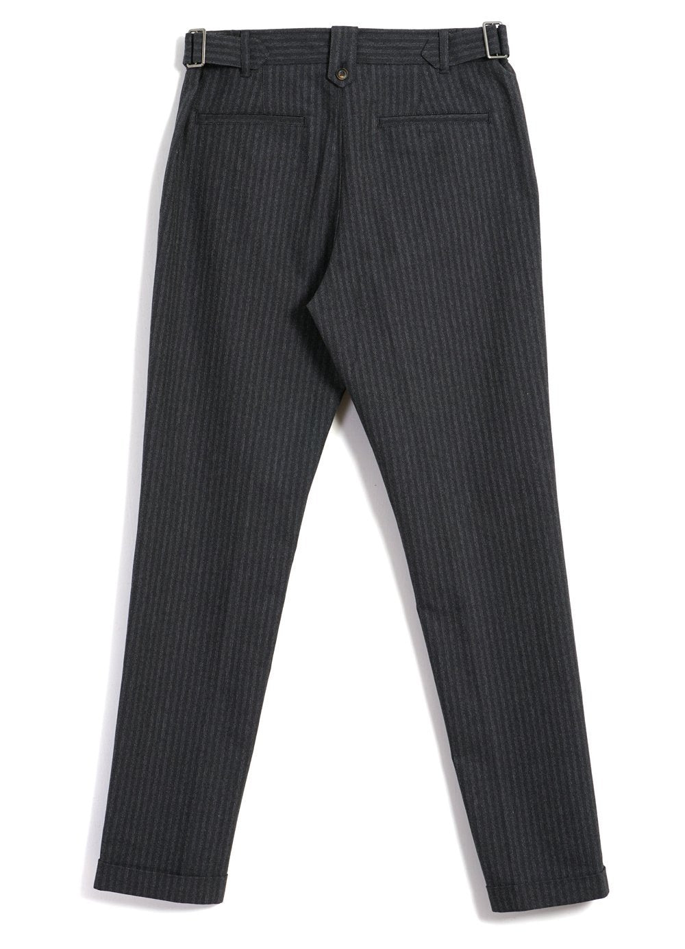 HANSEN GARMENTS - FINN | Side Buckle Regular Trousers | Grey Pin - HANSEN Garments