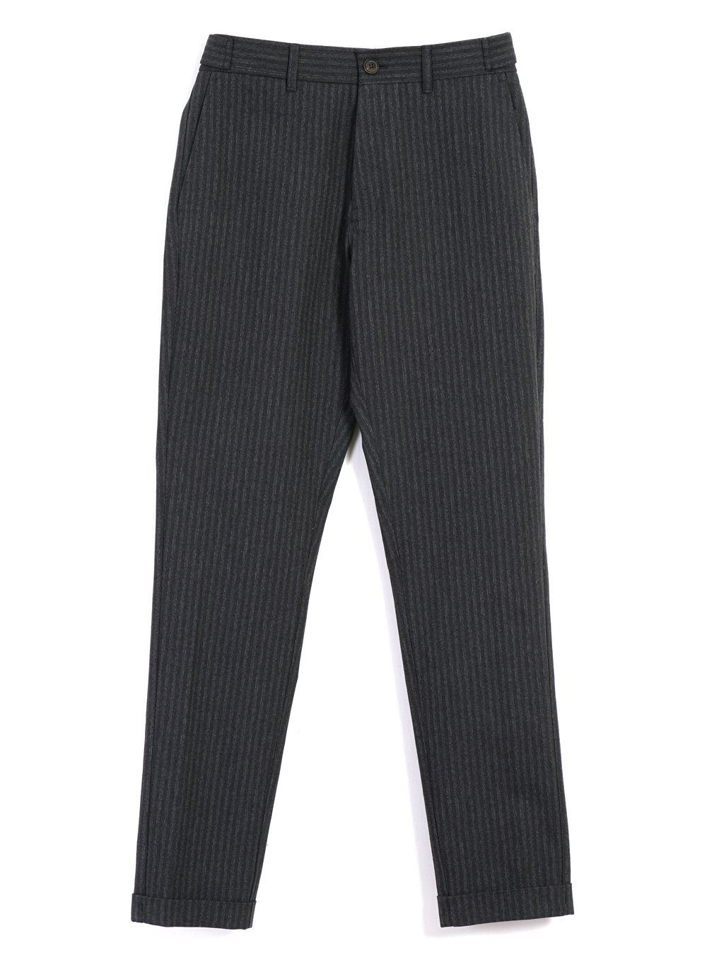 HANSEN GARMENTS - FINN | Side Buckle Regular Trousers | Grey Pin - HANSEN Garments