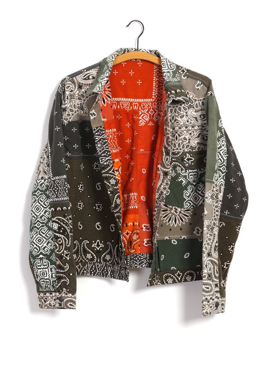 KAPITAL - Flannel 1st | Reversible Bandana Jacket | Khaki x Orange - HANSEN Garments