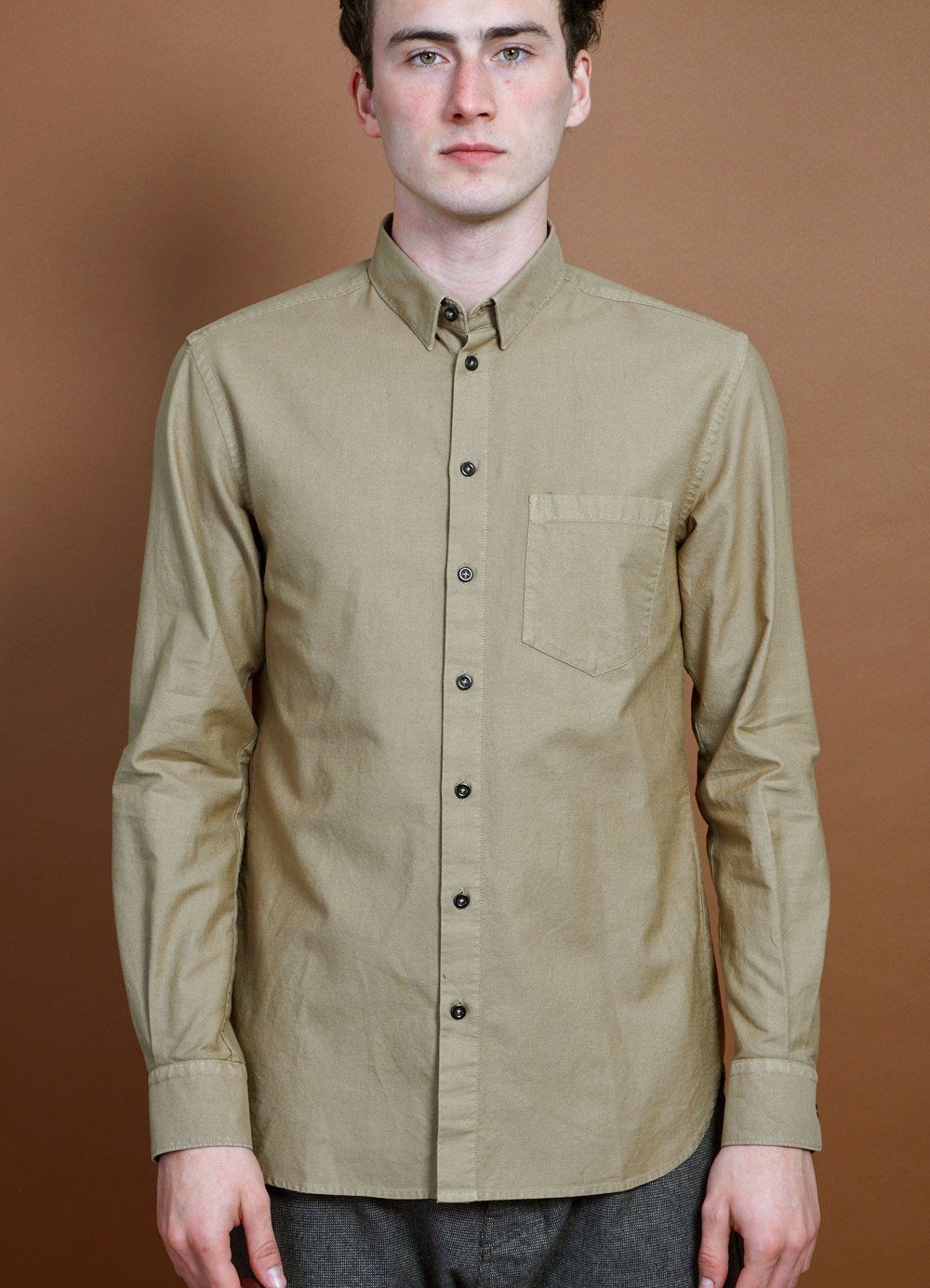HANSEN Garments - HAAKON | Hidden Button Down Shirt | Gobi - HANSEN Garments