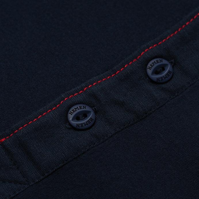HEMEN BIARRITZ - HARRI | Organic Long Sleeve Henley | Deep Marine - HANSEN Garments