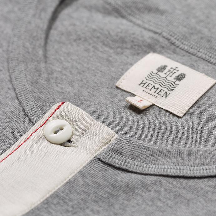 HARRI | Organic Long Sleeve Henley | Grey | €70 -HEMEN BIARRITZ- HANSEN Garments