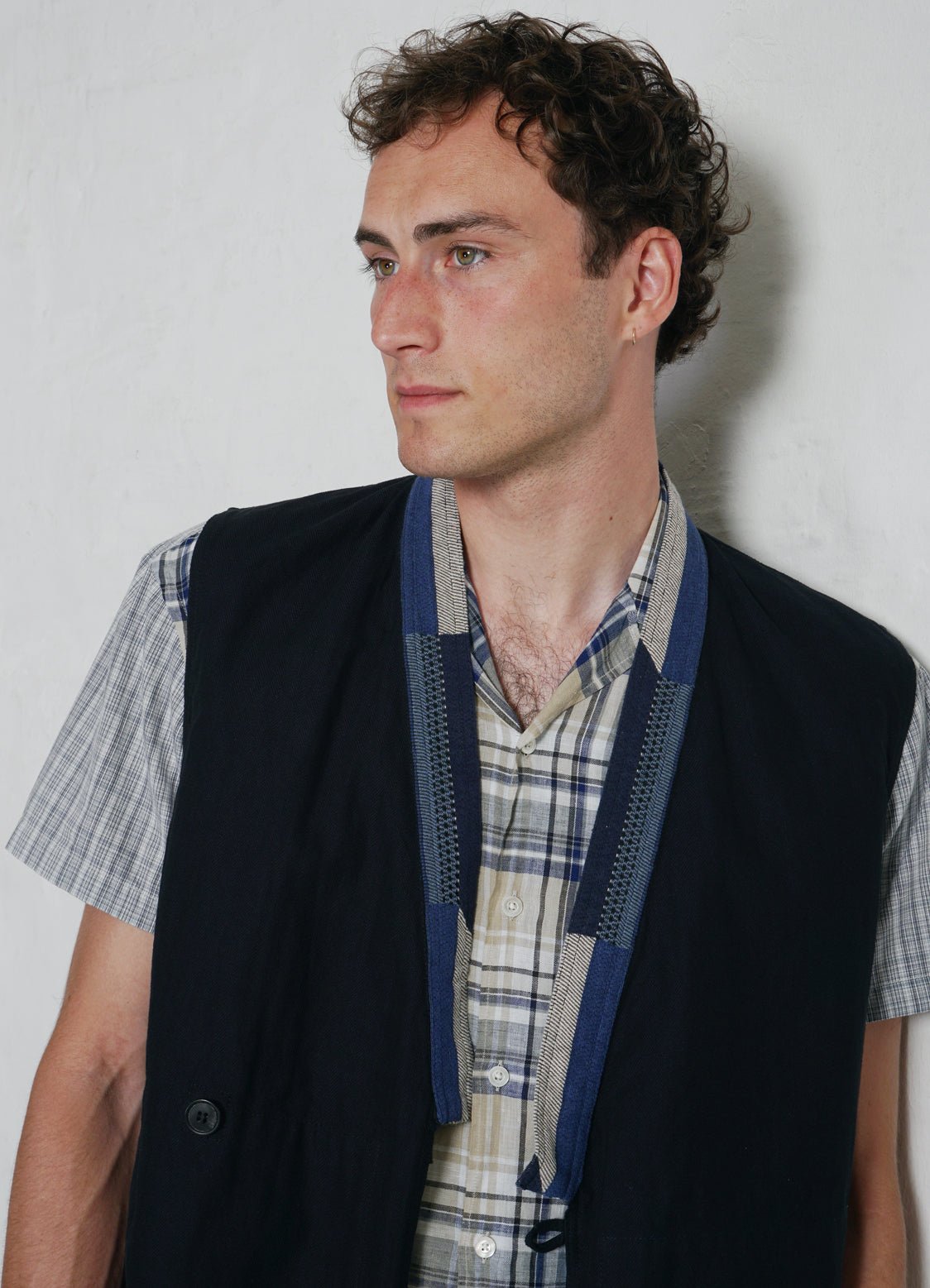 HANSEN GARMENTS - HAUK | Eastern Waistcoat | Indigo Herringbone - HANSEN Garments