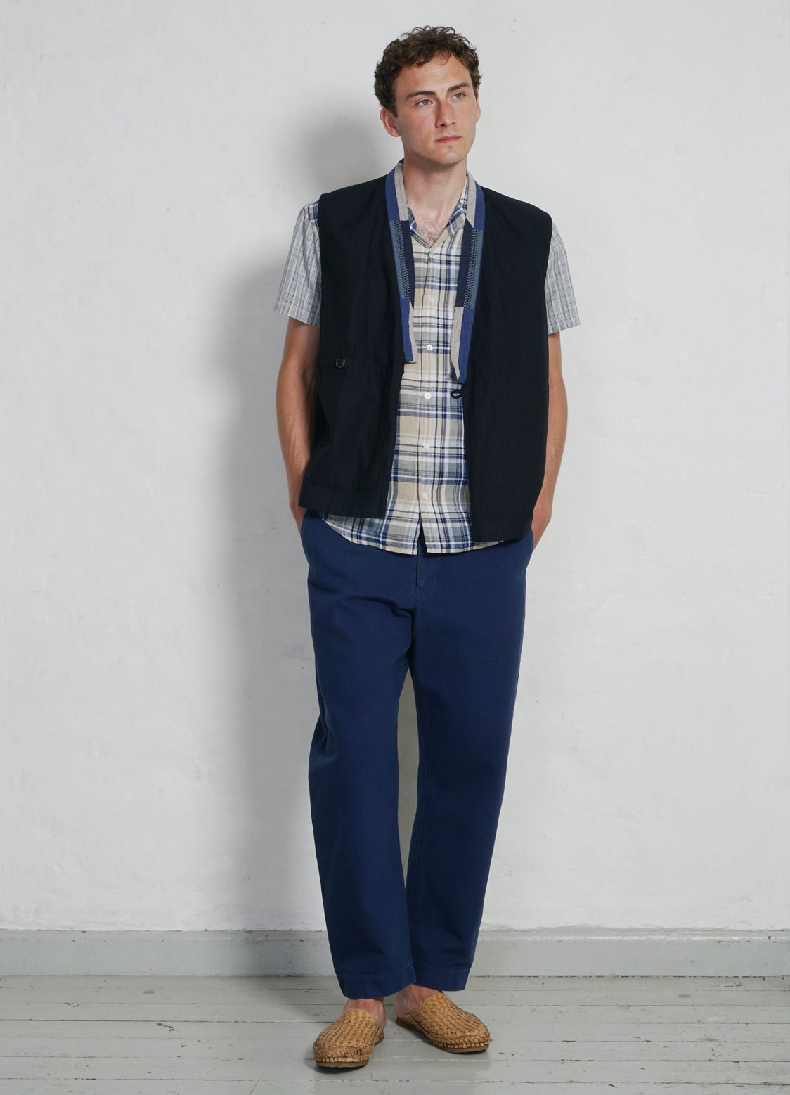 HANSEN GARMENTS - HAUK | Eastern Waistcoat | Indigo Herringbone - HANSEN Garments