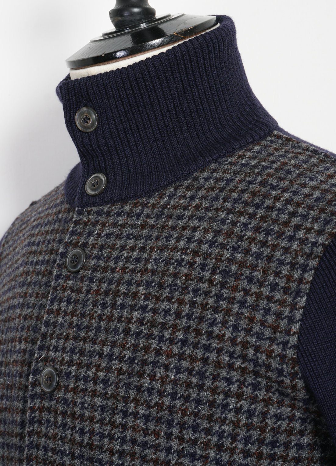 G.R.P - JACKET | Knitted Houndstooth Jacket | Blue/Grey - HANSEN Garments