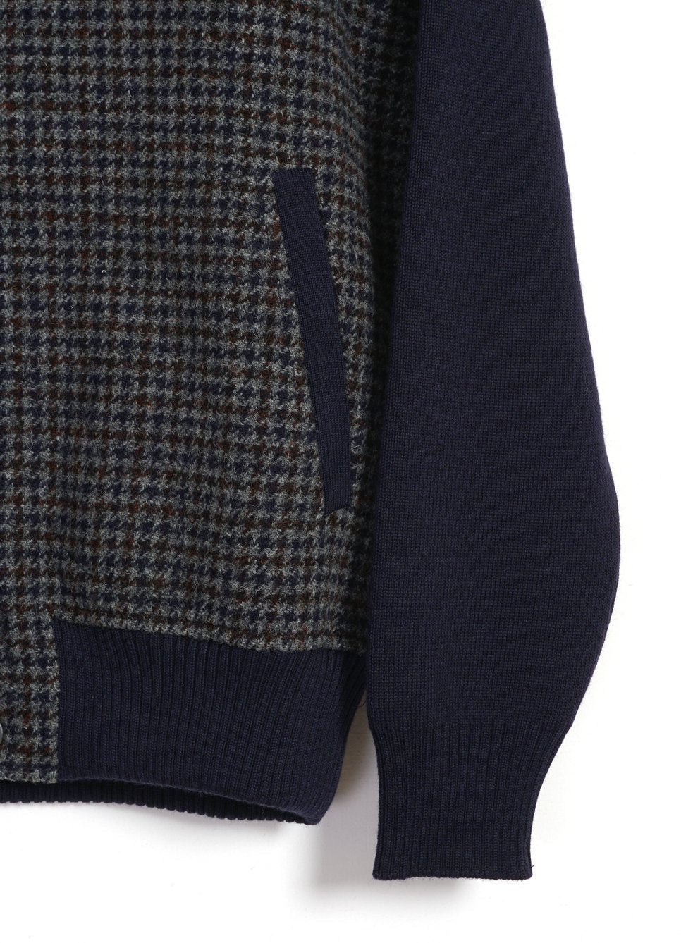G.R.P - JACKET | Knitted Houndstooth Jacket | Blue/Grey - HANSEN Garments