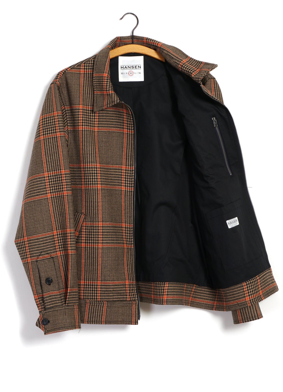 HANSEN GARMENTS - JARLE | Casual Zipper Jacket | Orange Glen Check - HANSEN Garments