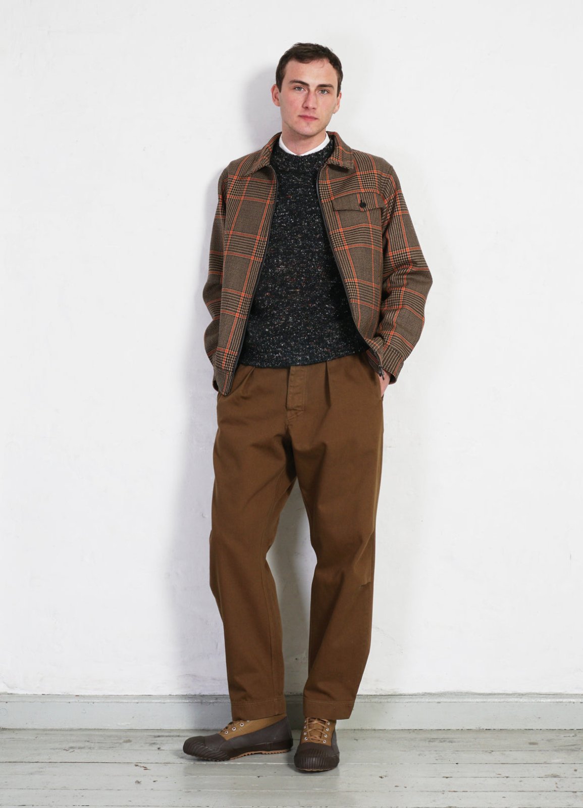 HANSEN GARMENTS - JARLE | Casual Zipper Jacket | Orange Glen Check - HANSEN Garments