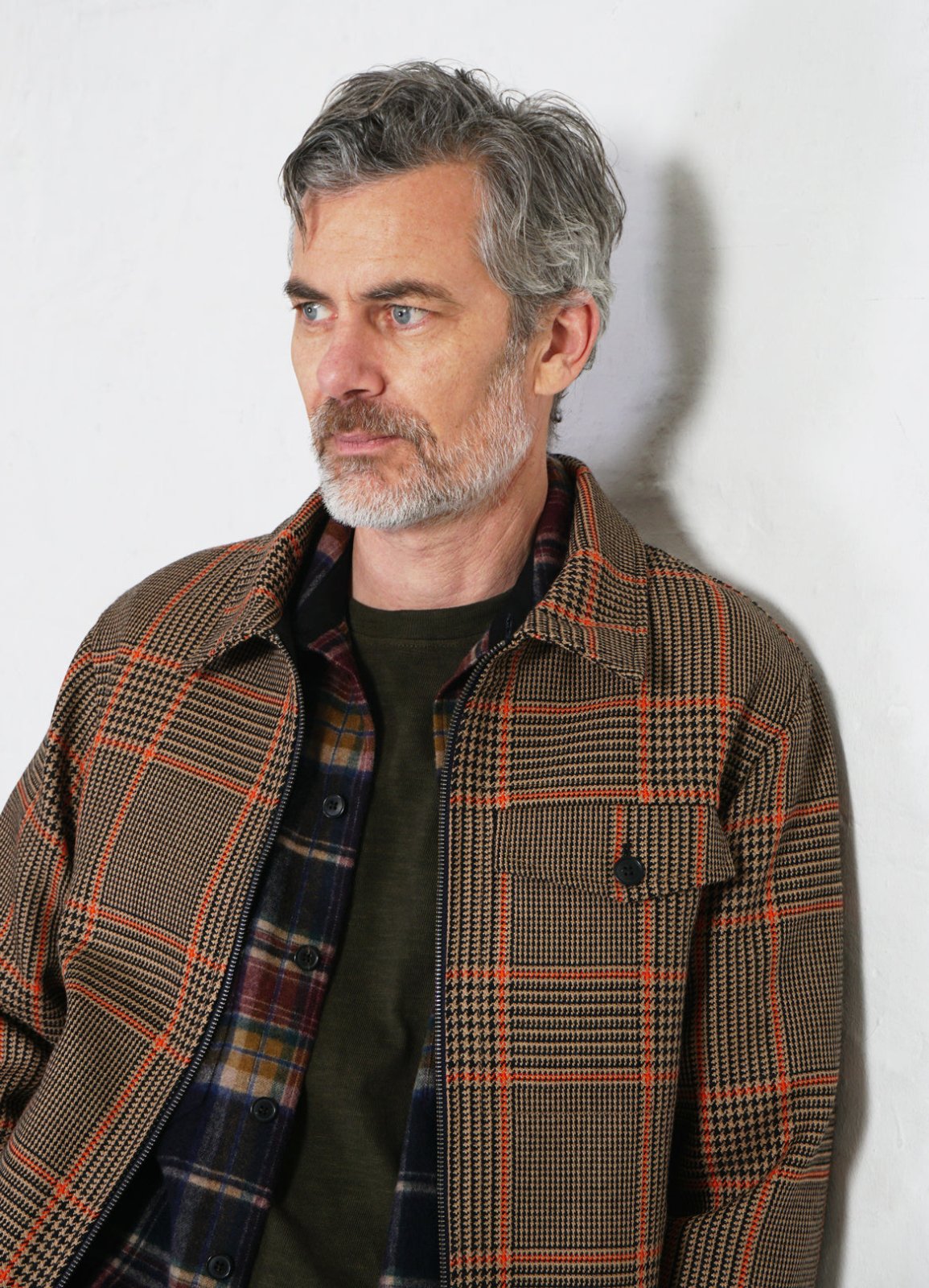 HANSEN GARMENTS - JARLE | Casual Zipper Jacket | Orange Glen Check - HANSEN Garments