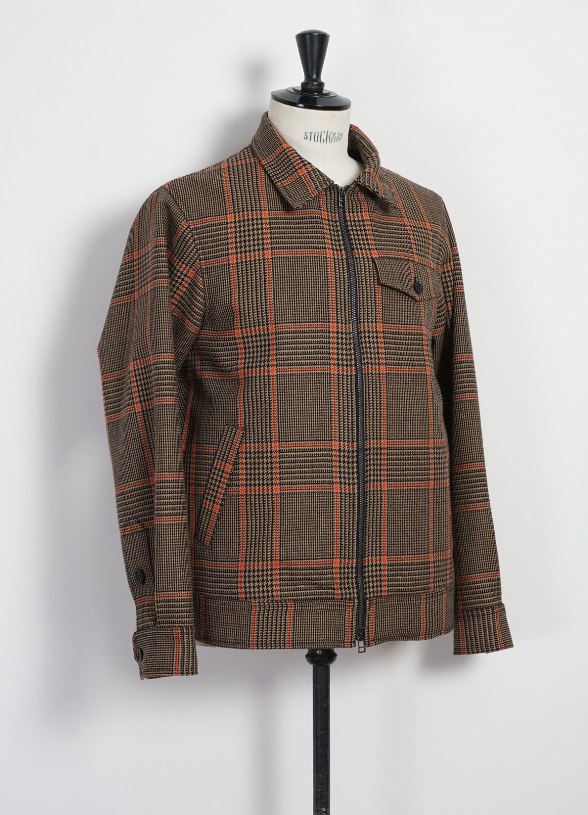 HANSEN GARMENTS - JARLE | Casual Zipper Jacket | Orange Glen Check - HANSEN Garments