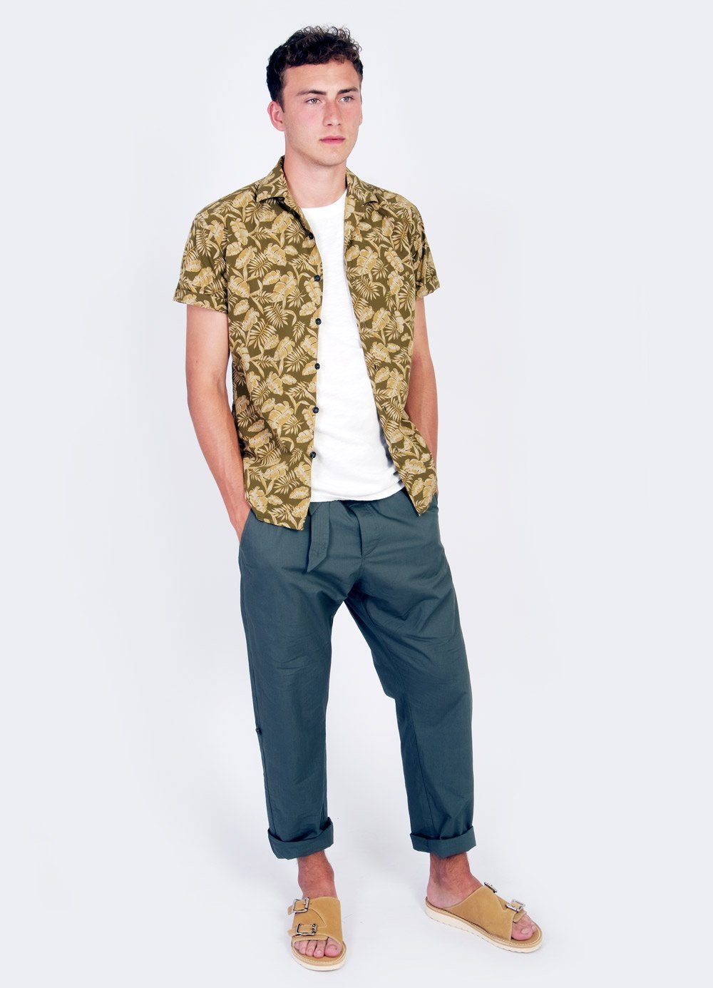 JONNY | Printed Short Sleeve Shirt | Khakiplant | €200 -HANSEN Garments- HANSEN Garments