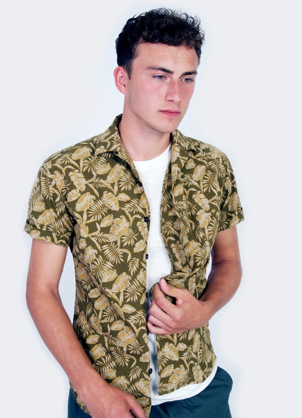 JONNY | Printed Short Sleeve Shirt | Khakiplant | €200 -HANSEN Garments- HANSEN Garments
