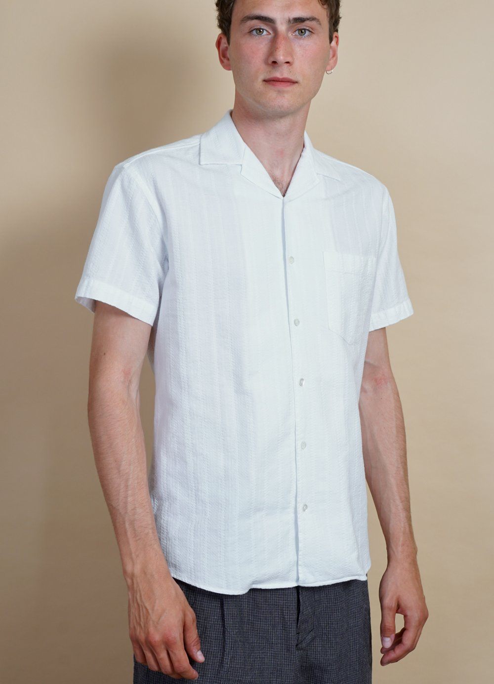 Linen Camp Collar Shirt White