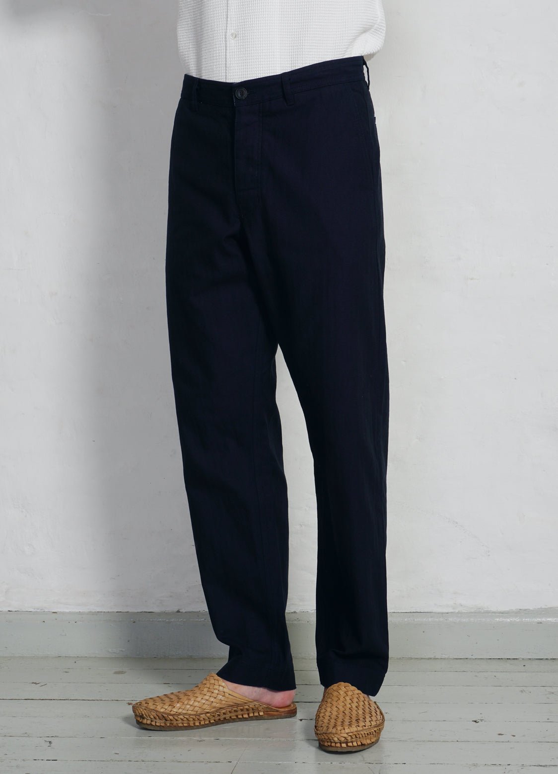 HANSEN GARMENTS - KEN | Wide Cut Trousers | Indigo Herringbone - HANSEN Garments