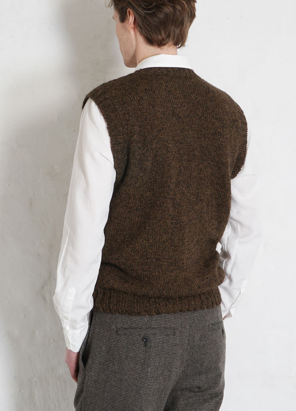 HANSEN GARMENTS - MOGENS | Knitted Crew Neck Vest | Tobacco - HANSEN Garments