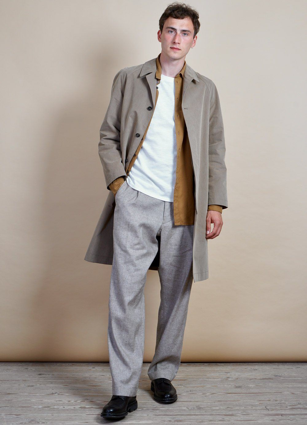 HANSEN GARMENTS - MORTEN | Long Windbreaker Coat | Cardboard - HANSEN Garments