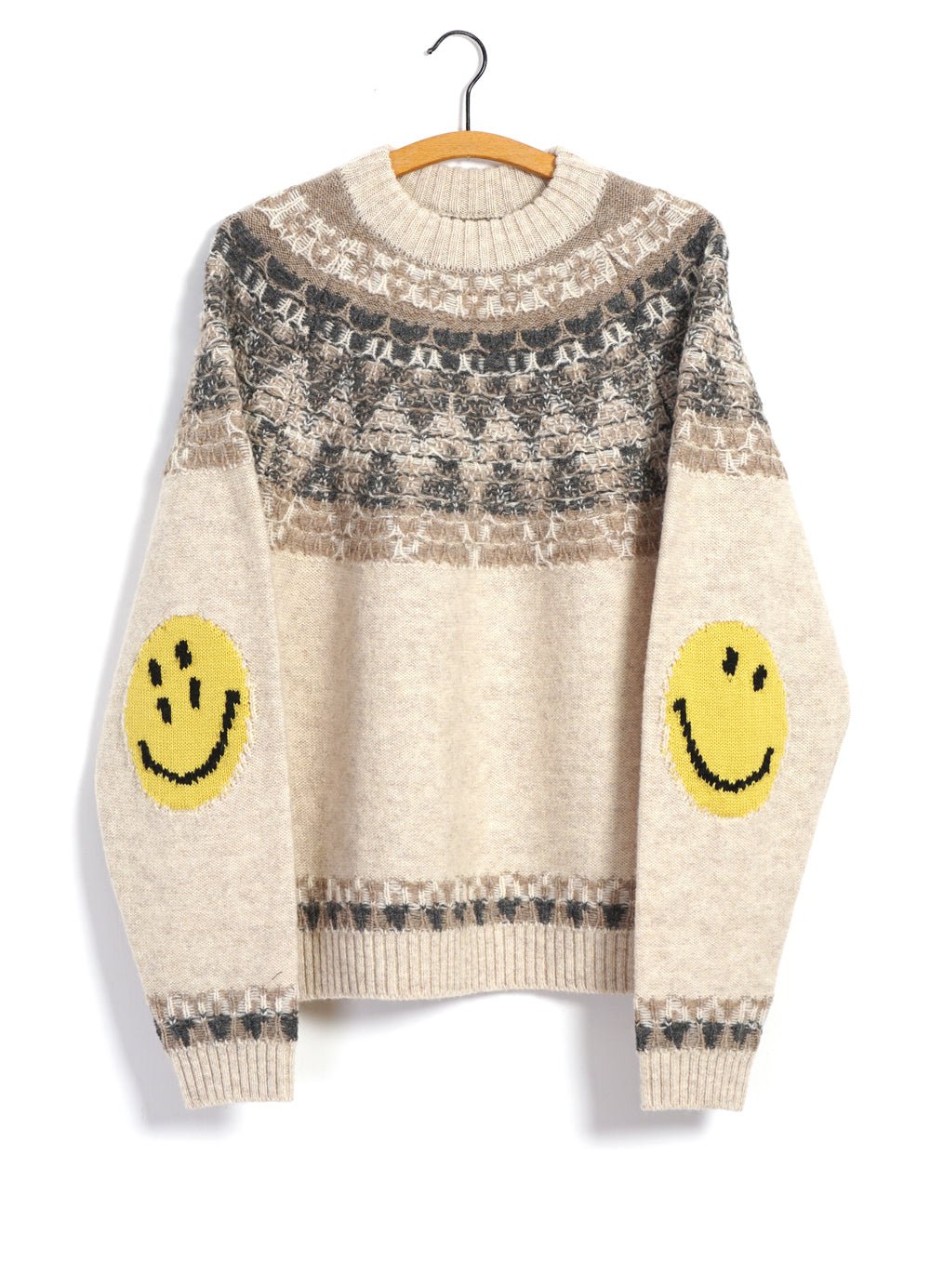 Wool Kapital Sweater Smiley NORDIC SMILIE Wool-Jacquard Crewneck