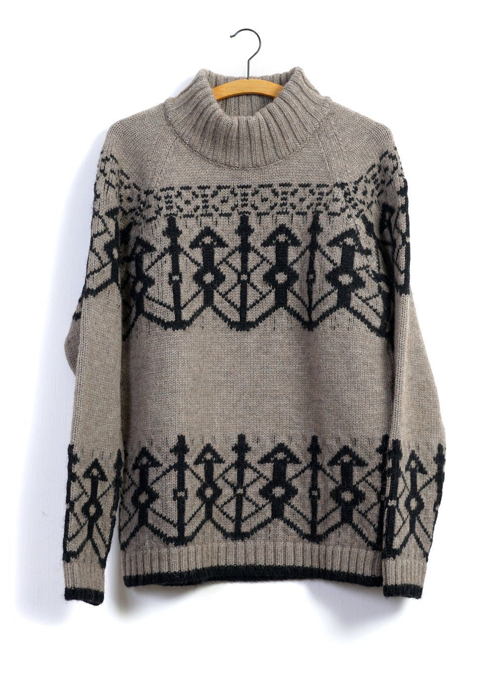 NORMANN | Pattern Knit Sweater | Stone/Coal | €400 -HANSEN Garments- HANSEN Garments
