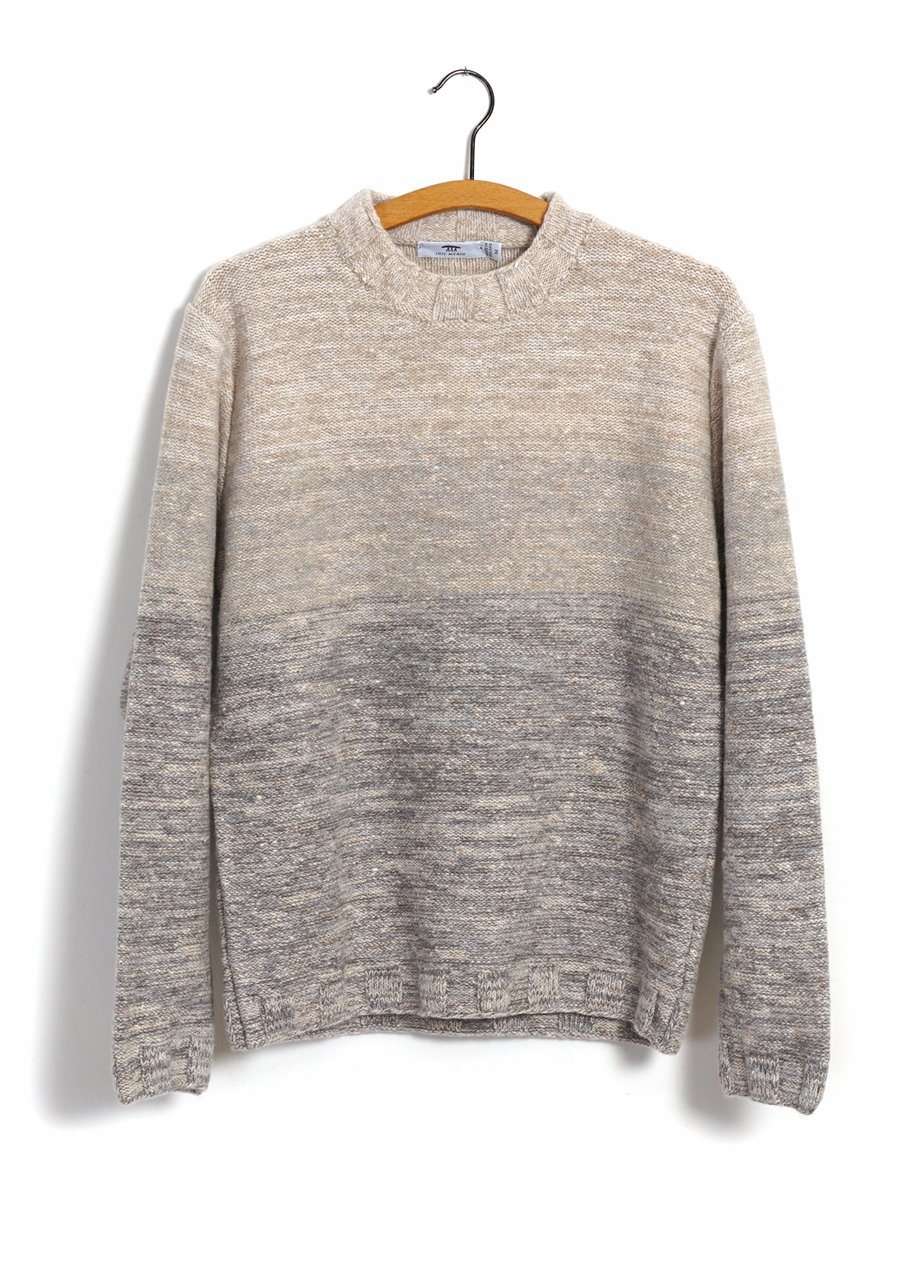 OMBRÉ MOCK-NECK | Wool & Cashmere-blend Sweater | Beige/Light Grey | HANSEN  Garments