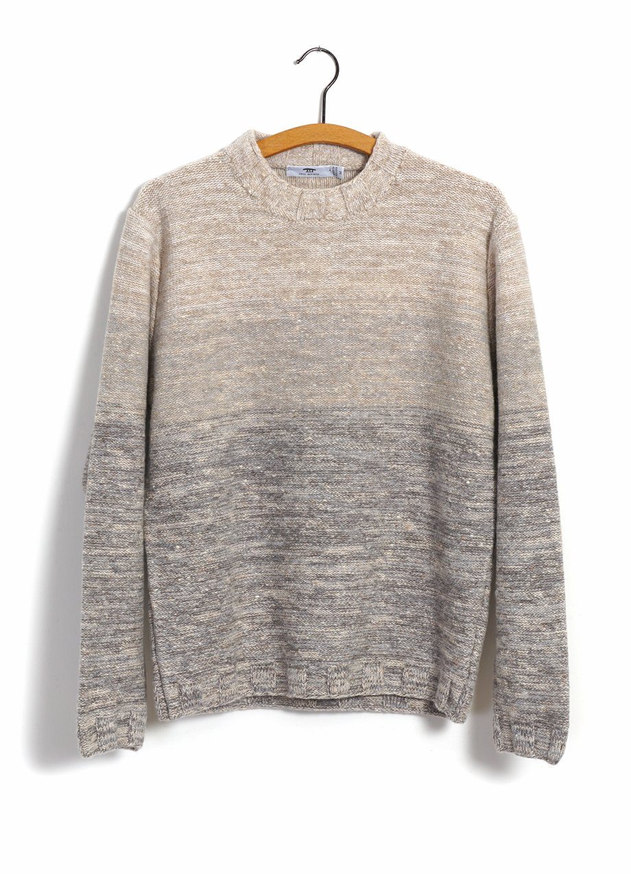 INIS MEÁIN - OMBRÉ MOCK-NECK | Wool & Cashmere-blend Sweater | Beige/Light Grey - HANSEN Garments