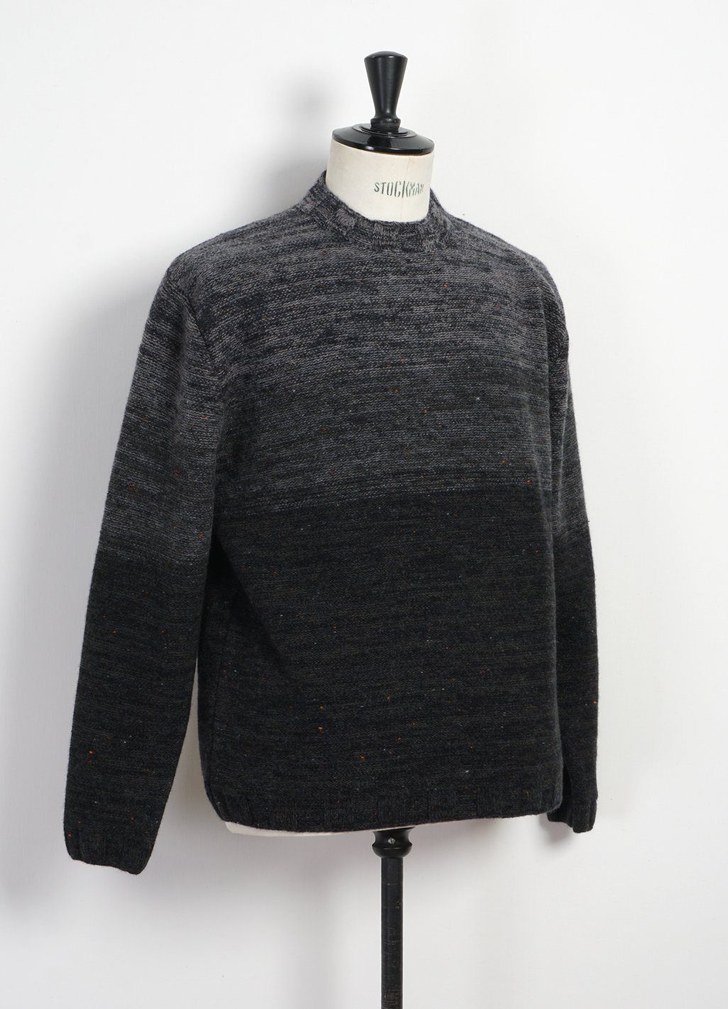 INIS MEÁIN - OMBRÉ MOCK-NECK | Wool & Cashmere-blend Sweater | Black/Grey - HANSEN Garments