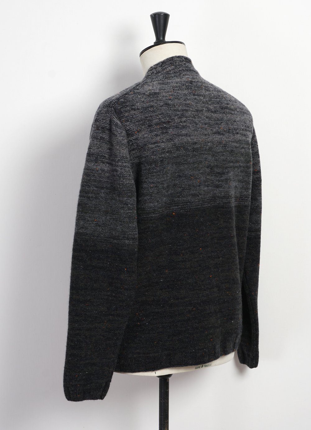 INIS MEÁIN - OMBRÉ MOCK-NECK | Wool & Cashmere-blend Sweater | Black/Grey - HANSEN Garments