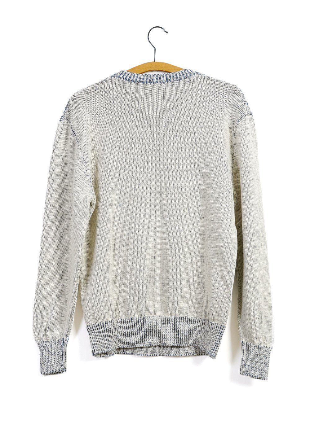 PATENTED ARAN Cable Knit Sweater Blue Offwhite - Main Image