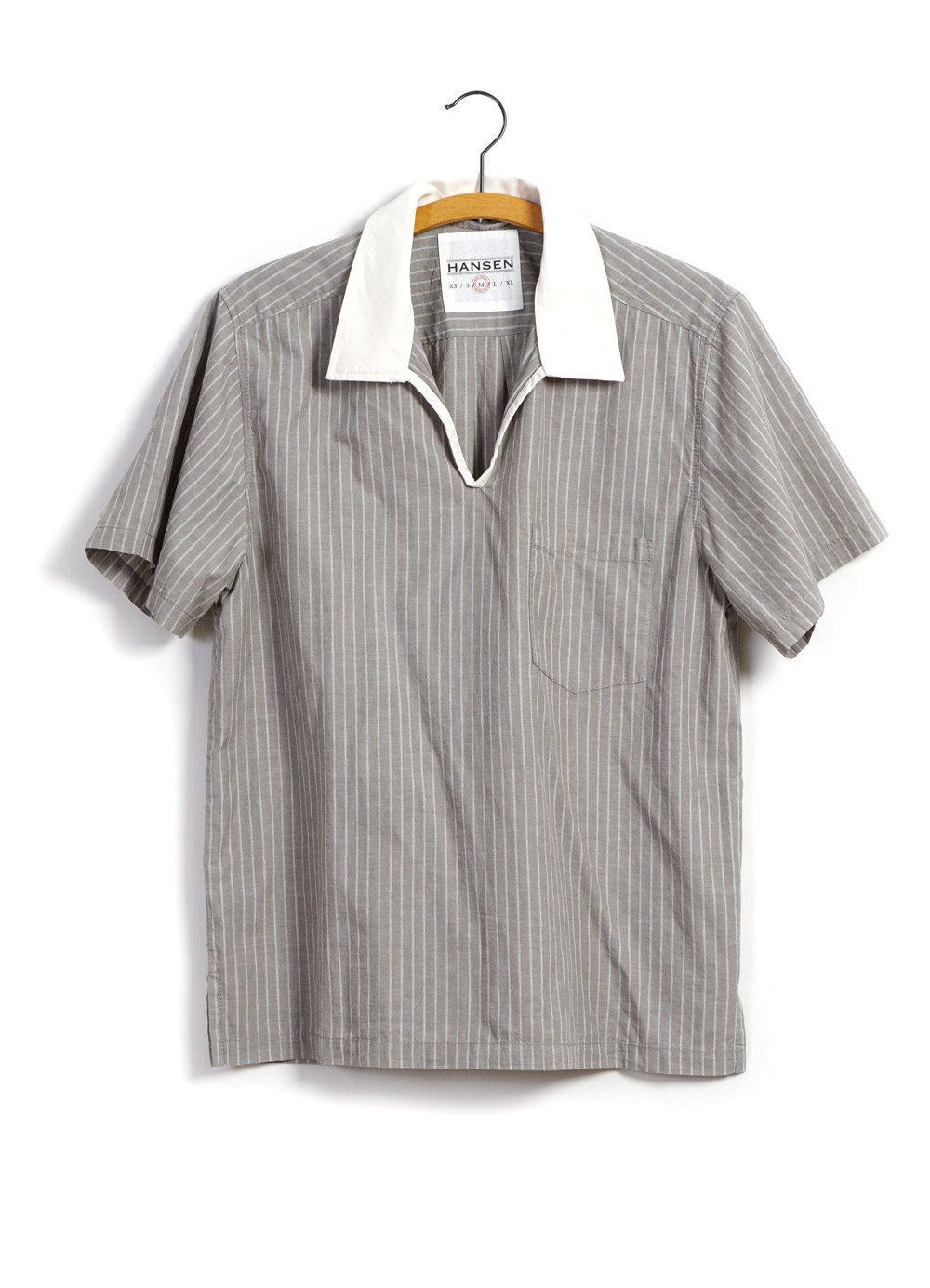 PHILLIP | Short Sleeve Pull-On Shirt | Stripe/Nature -HANSEN Garments- HANSEN Garments