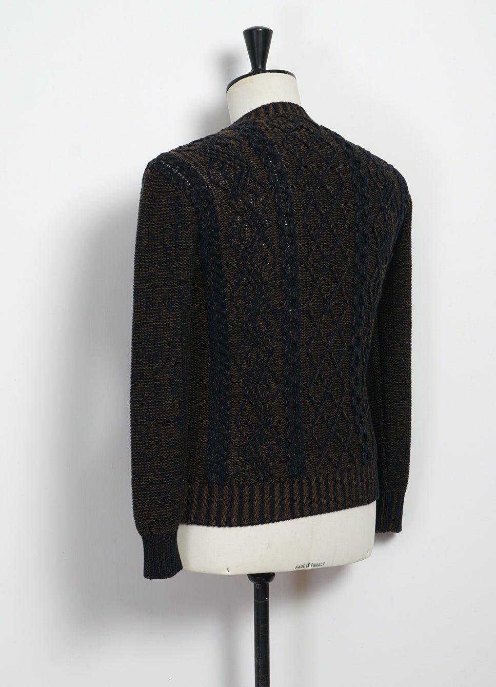 INIS MEÁIN - PLATED BEACH SWEATER | Pima Cotton Knitwear | Brown/Navy - HANSEN Garments