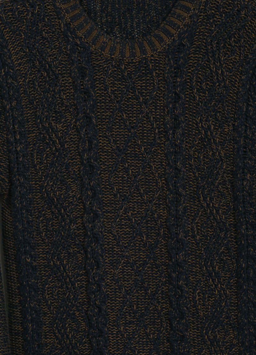 INIS MEÁIN - PLATED BEACH SWEATER | Pima Cotton Knitwear | Brown/Navy - HANSEN Garments