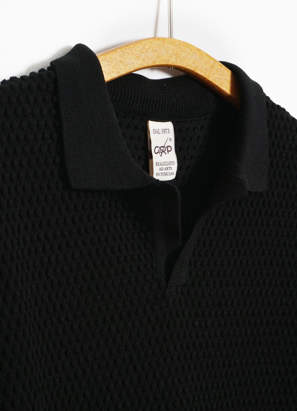G.R.P - POLO | Short Sleeve Spot Knit Shirt | Black - HANSEN Garments