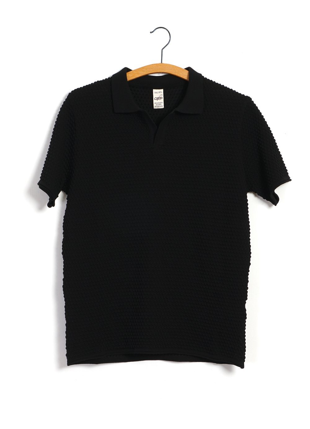 G.R.P - POLO | Short Sleeve Spot Knit Shirt | Black - HANSEN Garments
