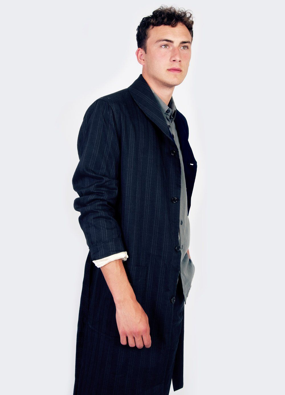 ROB | Shawl Collar Coat | Black Stripe | €565 -HANSEN Garments- HANSEN Garments