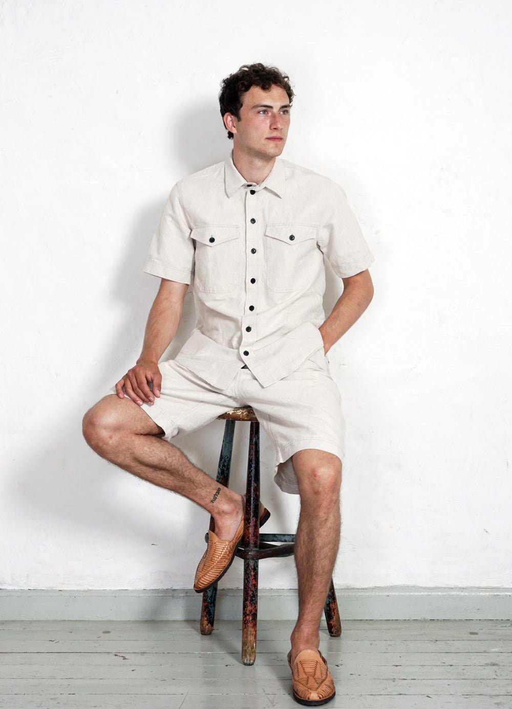 HANSEN GARMENTS - ROBIN | Super Wide Pleated Shorts | Flax Nature - HANSEN Garments