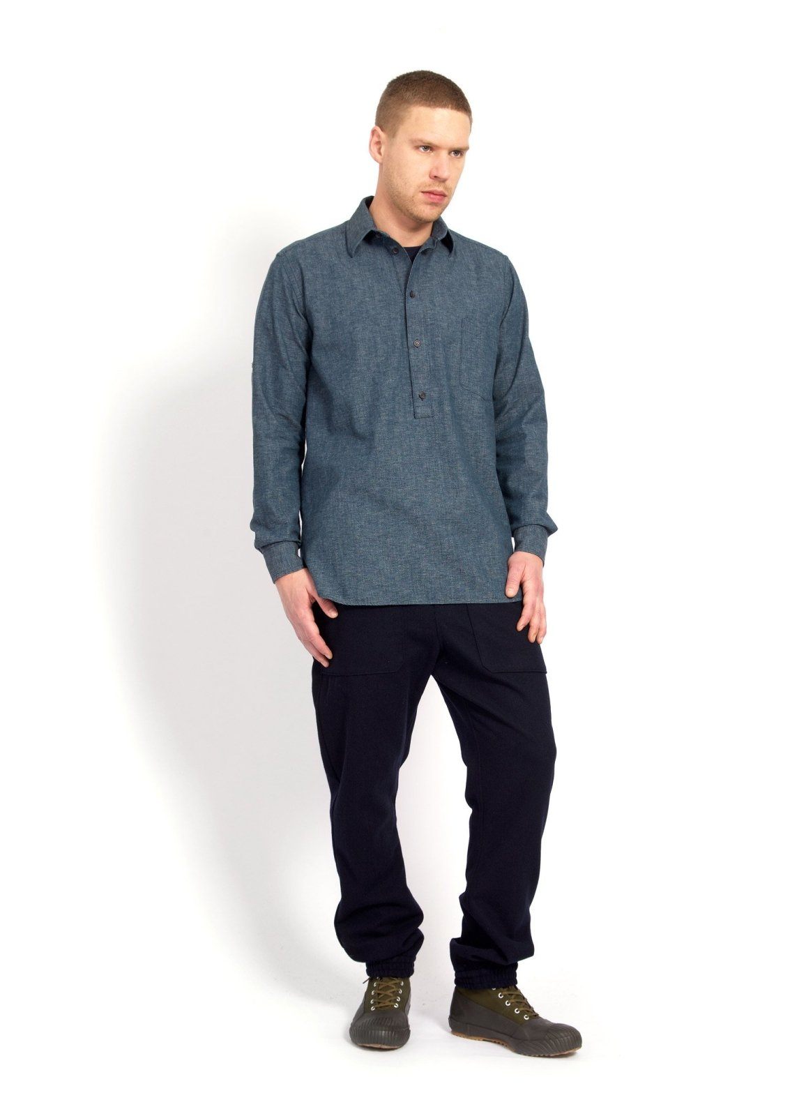 SEBASTIAN | Long Pull On Shirt | Wave Indigo | €200 -HANSEN Garments- HANSEN Garments