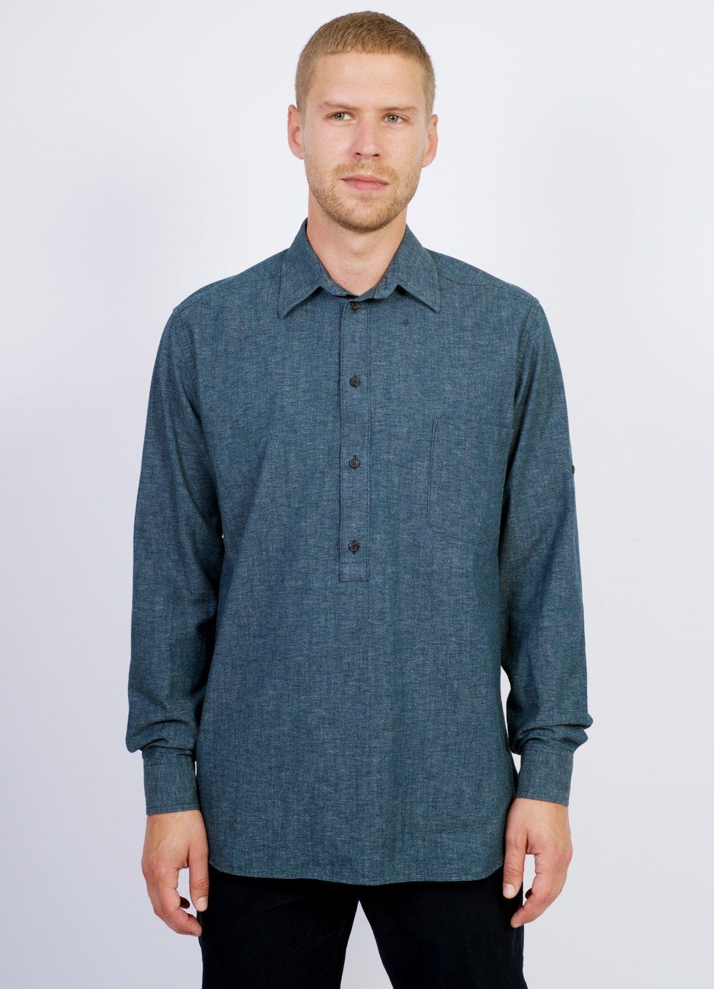 SEBASTIAN | Long Pull On Shirt | Wave Indigo | €200 -HANSEN Garments- HANSEN Garments