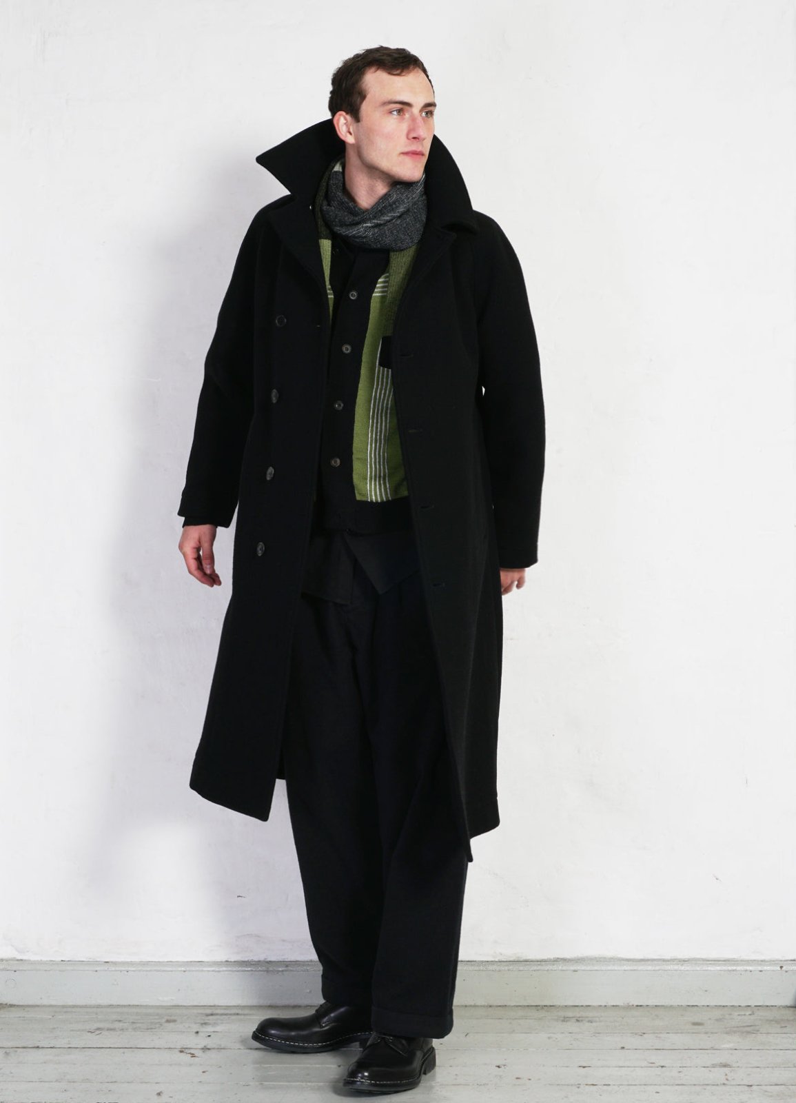 SIGFRED | Long Double Face Wool Coat | Black