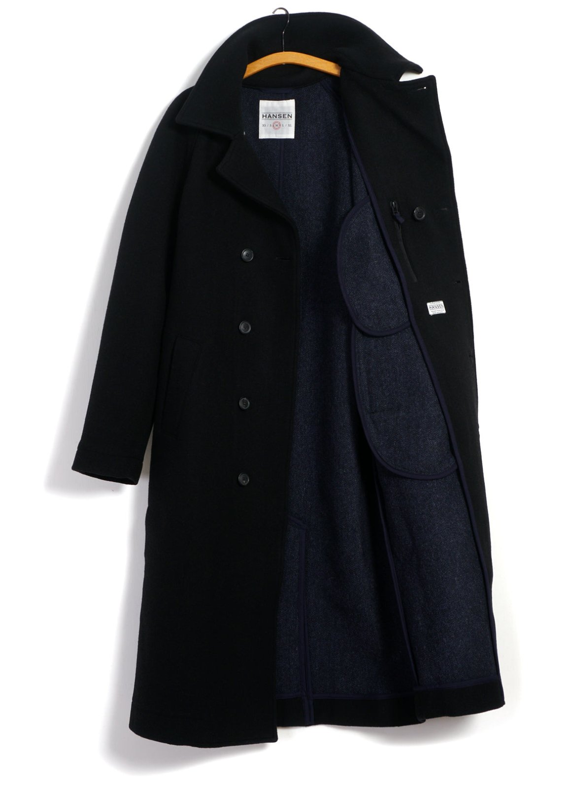 HANSEN GARMENTS - SIGFRED | Long Double Face Wool Coat | Black - HANSEN Garments