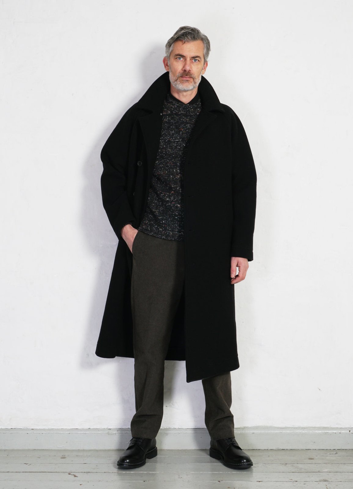 HANSEN GARMENTS - SIGFRED | Long Double Face Wool Coat | Black - HANSEN Garments