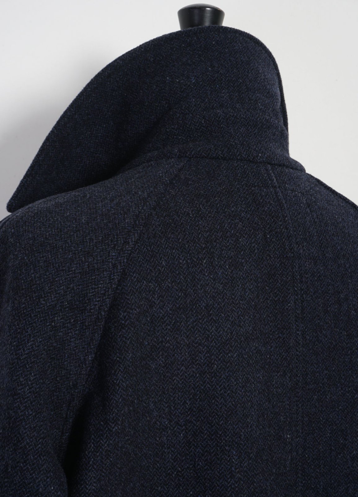 HANSEN GARMENTS - SIGFRED | Long Double Face Wool Coat | Blue Herringbone - HANSEN Garments