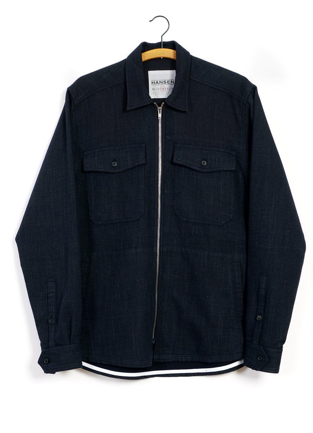 HANSEN Garments - SIGVE | Zipper Front Over Shirt | Navy Melange - HANSEN Garments