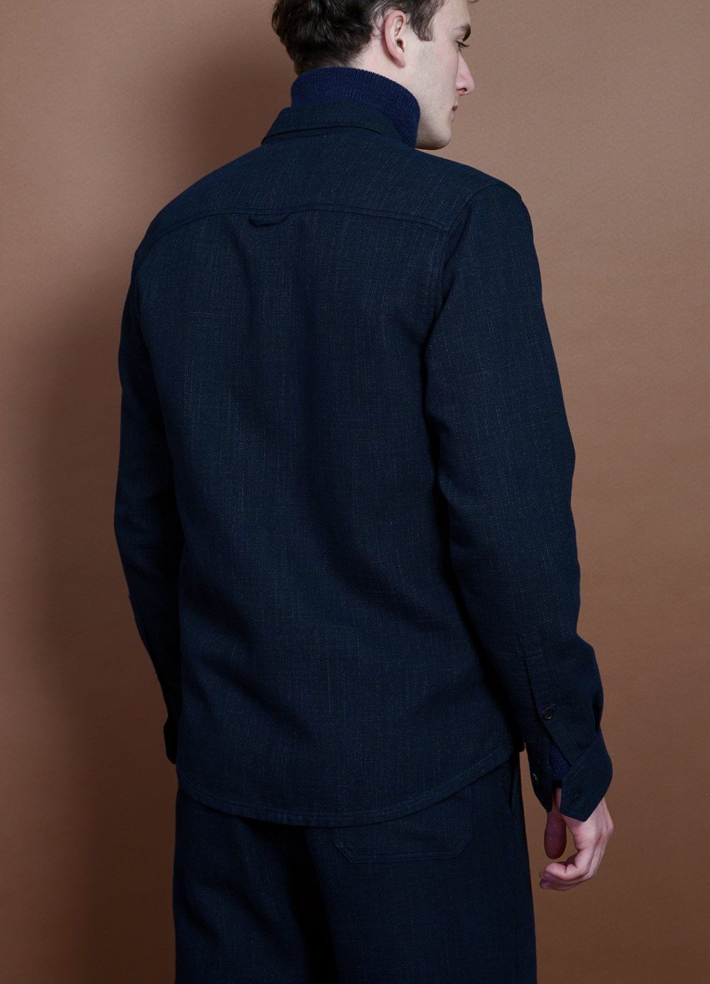 HANSEN Garments - SIGVE | Zipper Front Over Shirt | Navy Melange - HANSEN Garments