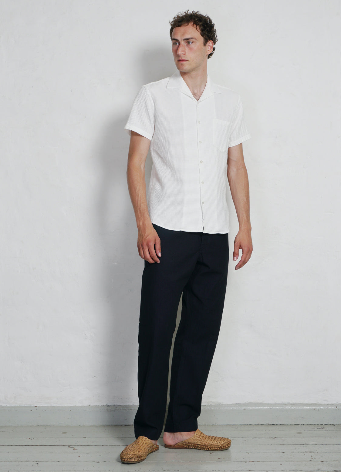 JONNY | Short Sleeve Shirt | Waffle White