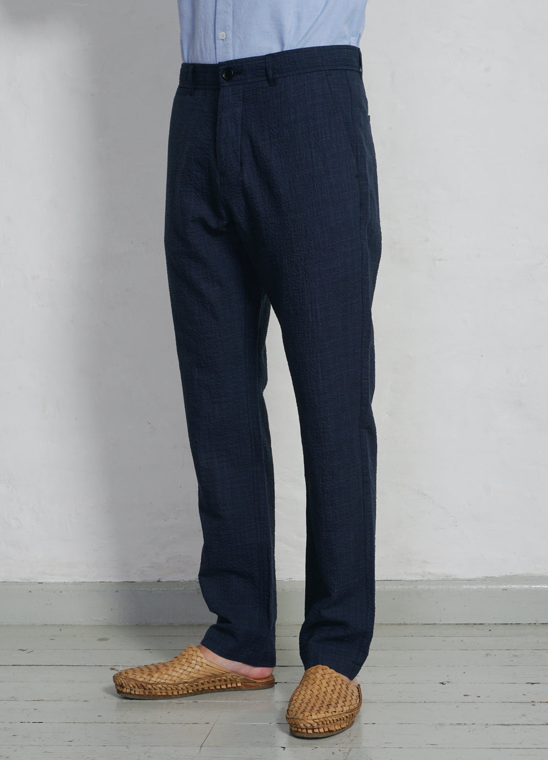 FRED | Regular Cut Trousers | Crinkle Blue