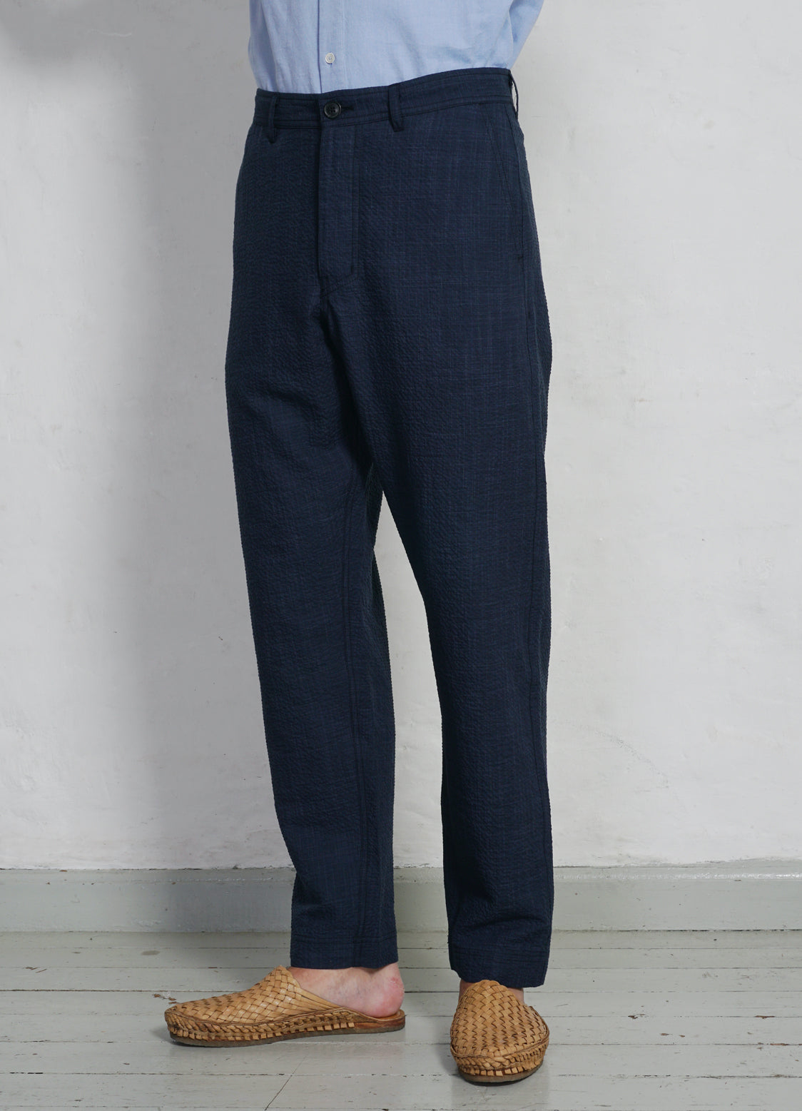 KEN | Casual Trousers | Crinkle Blue