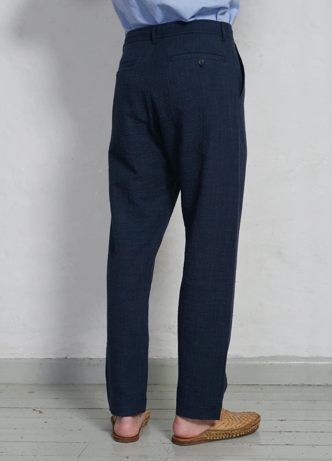 KEN | Casual Trousers | Crinkle Blue
